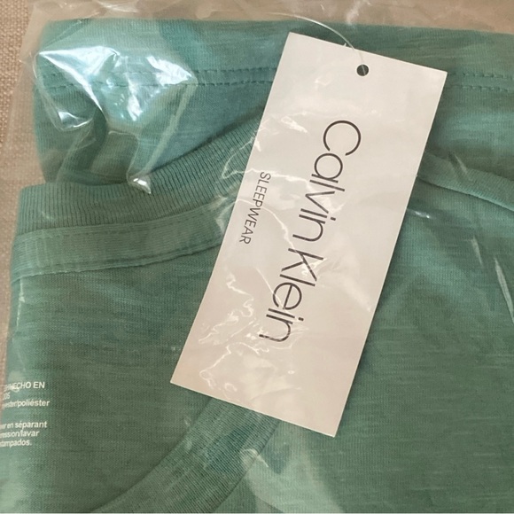 Calvin Klein Men’s Slub Jersey Logo Sleepwear Tee Beryl Green T-Shirt - Picture 12 of 15